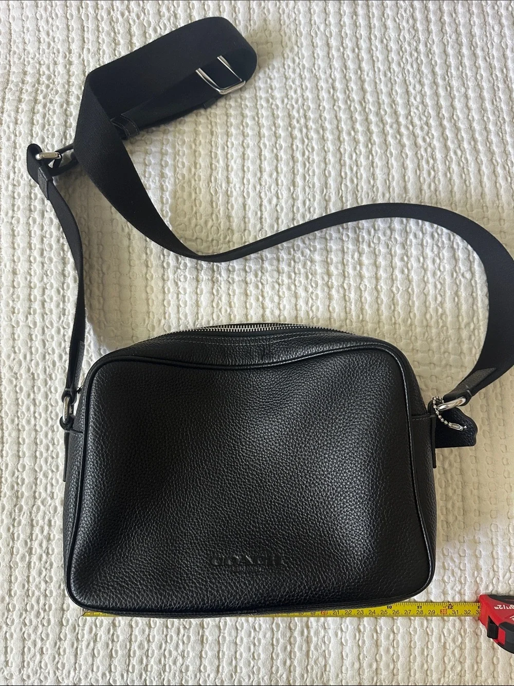 Coach Black Pebbled Leather Messenger Crossbody